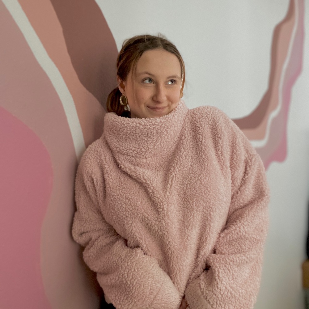 Pink Fluffy Turtleneck Sweater